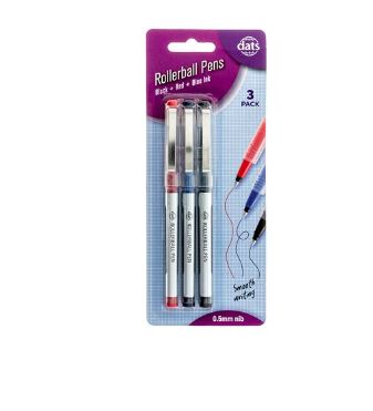Pen Rollerball Assorted (3 pack)