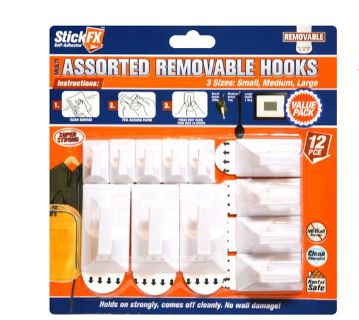 Assorted Removable Hooks 12 pce Set