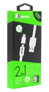 2 in 1 Micro USB Cable with iPhone Adaptor